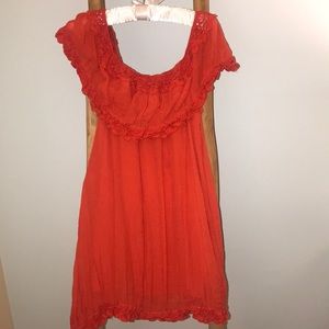 Orange off the shoulder sundress